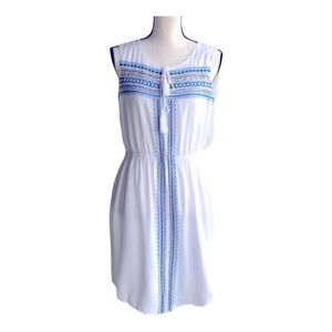 Kenji White Beaded Embroidered  Sleeveless Dress Lined Woman ‎ Size 8 Ant…
